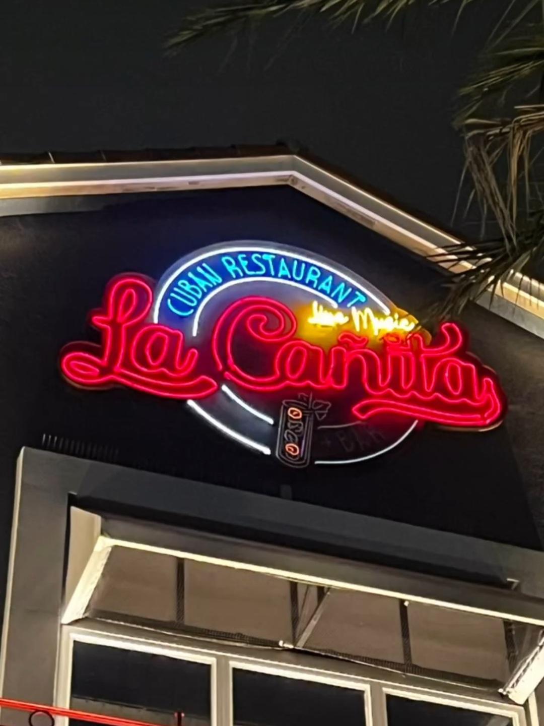 Illuminated sign at night